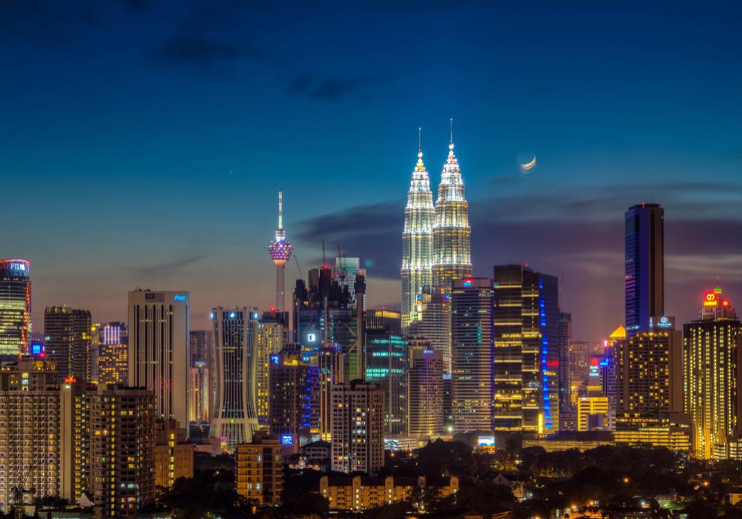 Moonrise over Kuala Lumpur, Malaysia