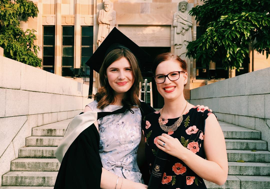 Molly Thomas (left) on her graduation day