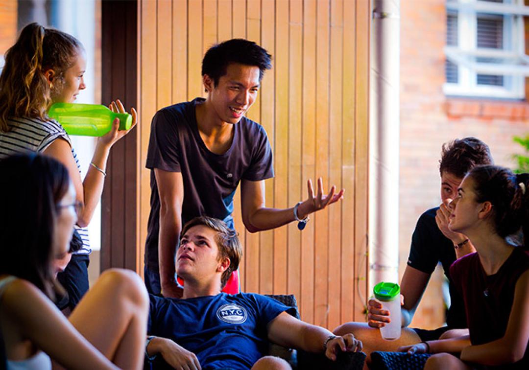 Teenagers chatting in a group 
