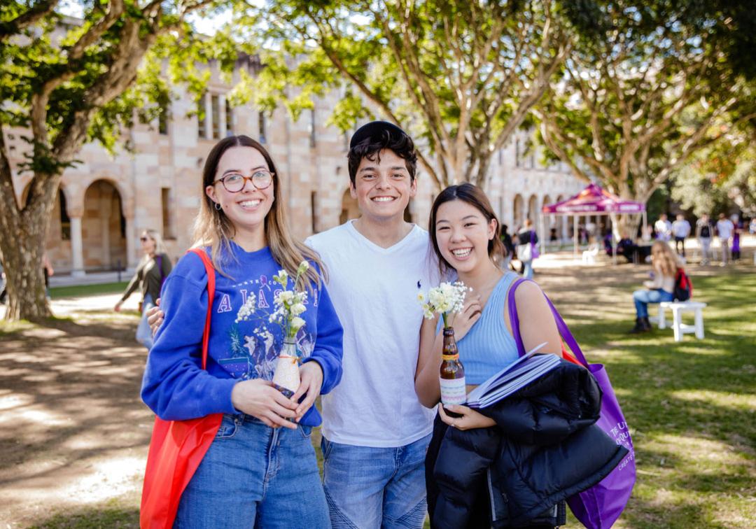 Group of students standing at The University of Queensland's Great Court