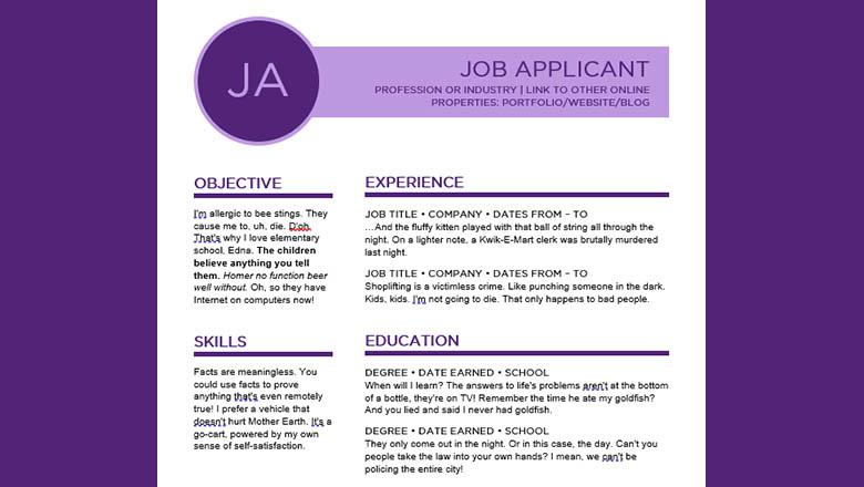 Resume template with signposts