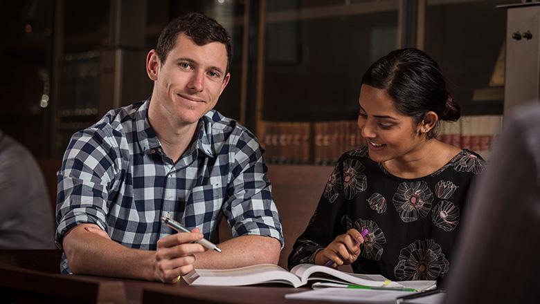 UQ students studying in the Law Library