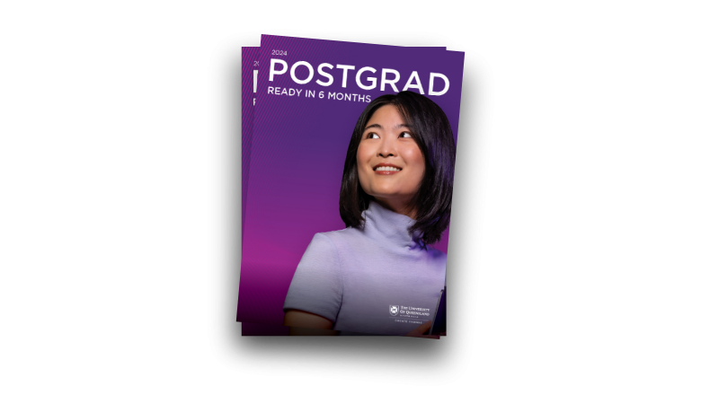 Brochure cover for postgrad ready in 6 months.