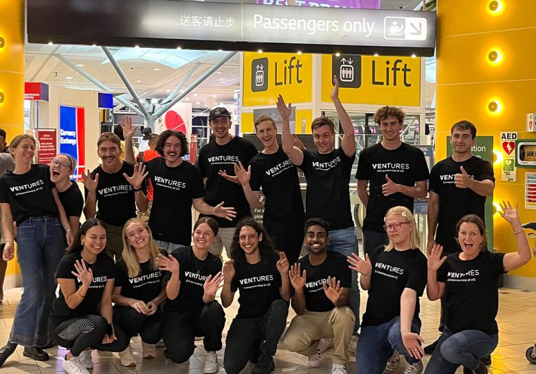 UQ Startup AdVentures students at Brisbane airport departing for Vietnam.