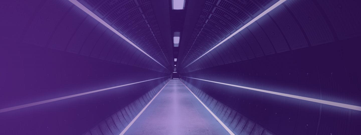 Underground tunnel with nice vanishing point and neon lights