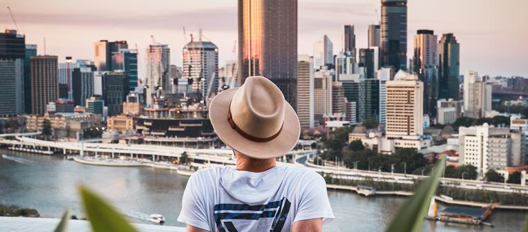 Man with his back turned, sitting at South Bank