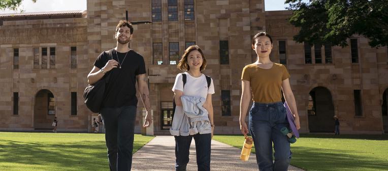 Students walking through the Great Court