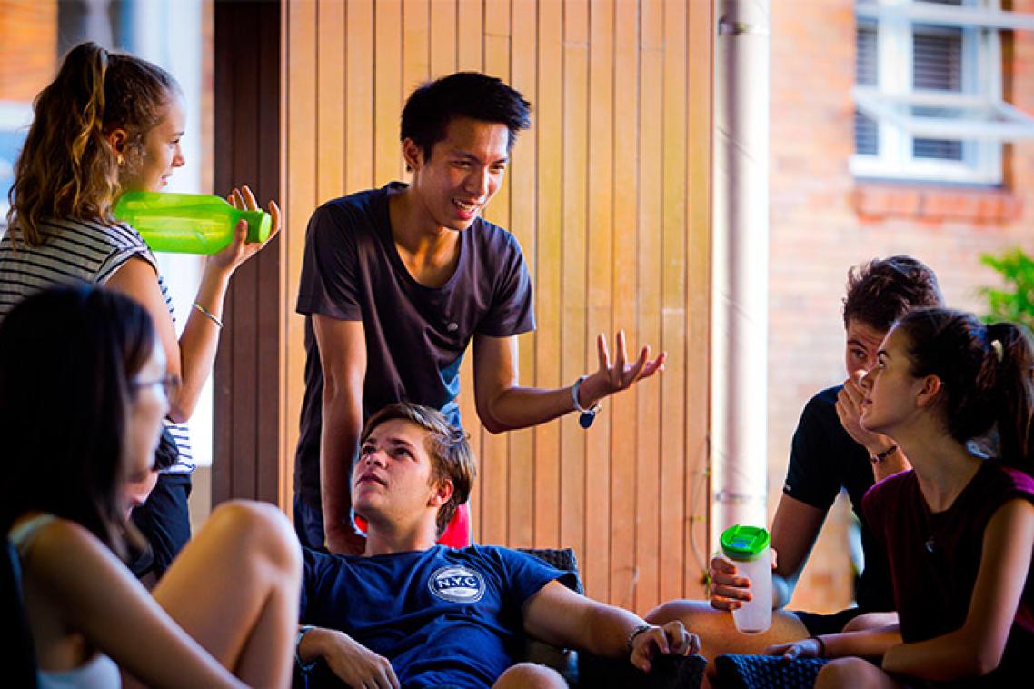 Teenagers chatting in a group 